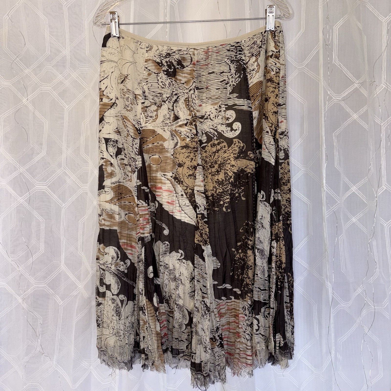 Nygard Midi Skirt Cotton and Silk Blend Boho Earthy Pattern Cottagecore Size 8-image