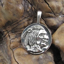 Solid 925 Sterling Silver Native Indian Chief Headdress Slide Pendant