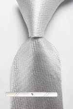 New Classic Striped Solid GRAY JACQUARD WOVEN 100 Silk Men's Necktie Tie