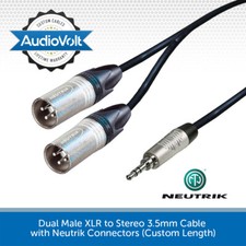 Neutrik Rean Twin Male XLR to 3.5mm Stereo Jack Audio Cable Lead 1m-50m