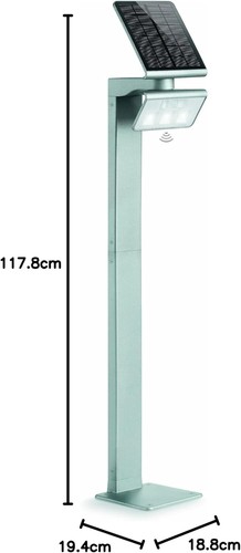 Steinel Solar Stehleuchte 1,2W 150 lm 3000/4000 K H 117,8 cm Xsolar GL-S SI silb - Picture 2 of 5