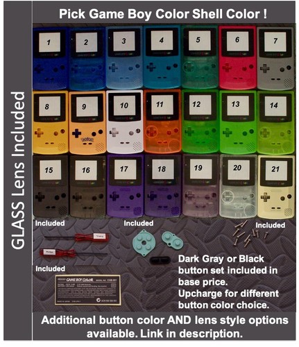 Nintendo Game Boy Color GBC Shell + Glass Lens + Buttons- Pick Shell Color! - Picture 3 of 25