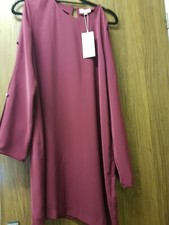  Ladies Diamante Button Sleeve Dresss Size 14