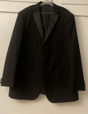 Giorgio Fiorelli Black Solid Mens 46R 2 Btn Double-Vented Slim Fit Blazer