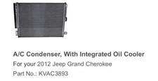 A/C Condenser, With Integrated Oil Cooler For 2012 Jeep Grand Cherokee Laredo