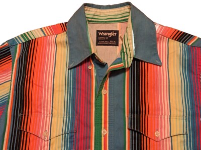 VinTagE WRANGLER BRUSHPOPPER WESTERN SHIRT 15.5-34 X LONG TAILS PINK STRIPE  | eBay