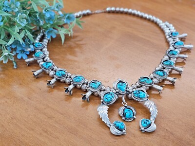 Joseph Martinez Exquisite Navajo Sterling and Turquoise Squash