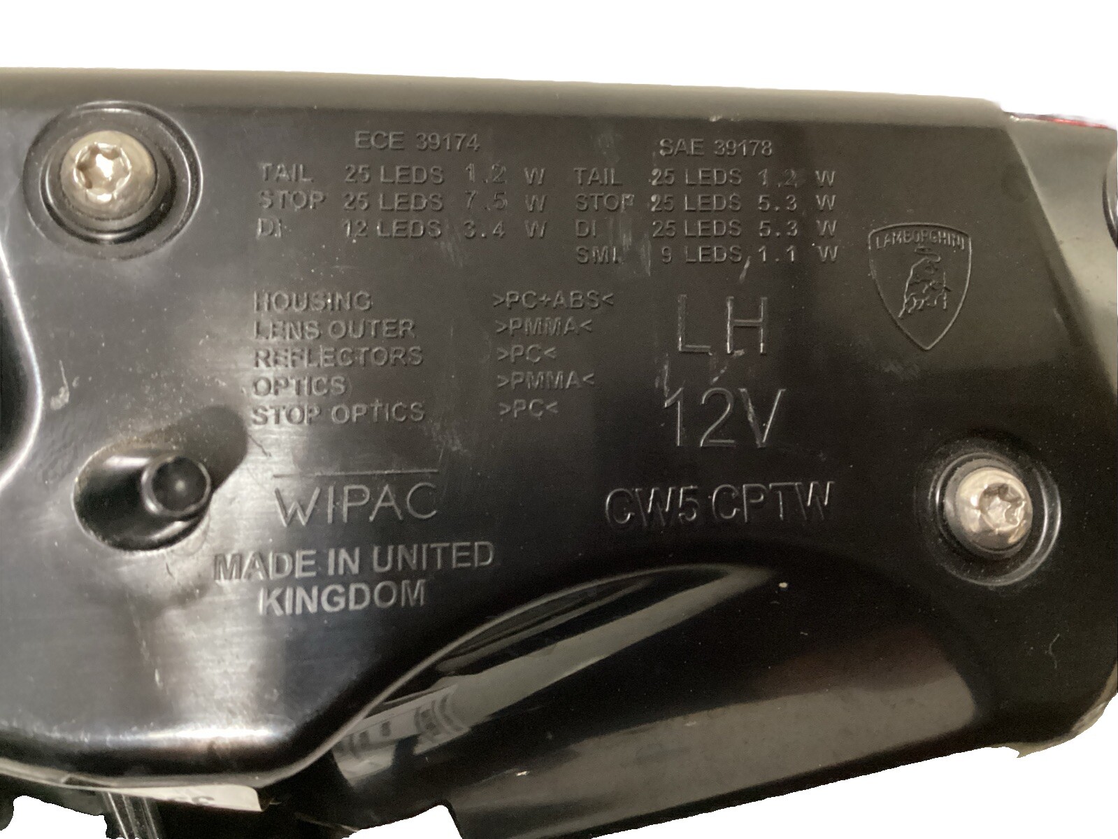 2018-2022 Lamborghini Urus LED Left Driver Side Tail light Used OEM