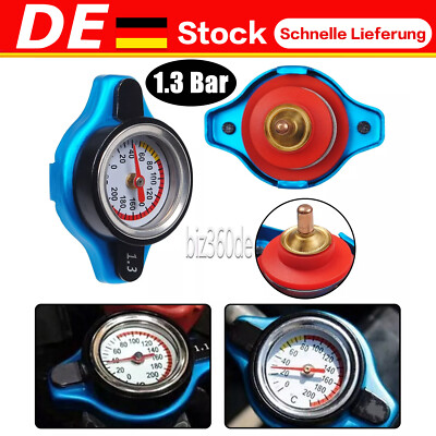 1.3 Bar Kühlerdeckel Radiator Cap mit Thermometer Temperatur Messgerät Universal