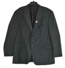 Stafford Mens Black Notch Collar Blazer New Wool Athletic Business Size 48 REG