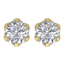 VVS E 1.0/1.50/2.0 Ct Lab Grown Diamond 6 Prong 14K Gold Solitaire Stud Earrings