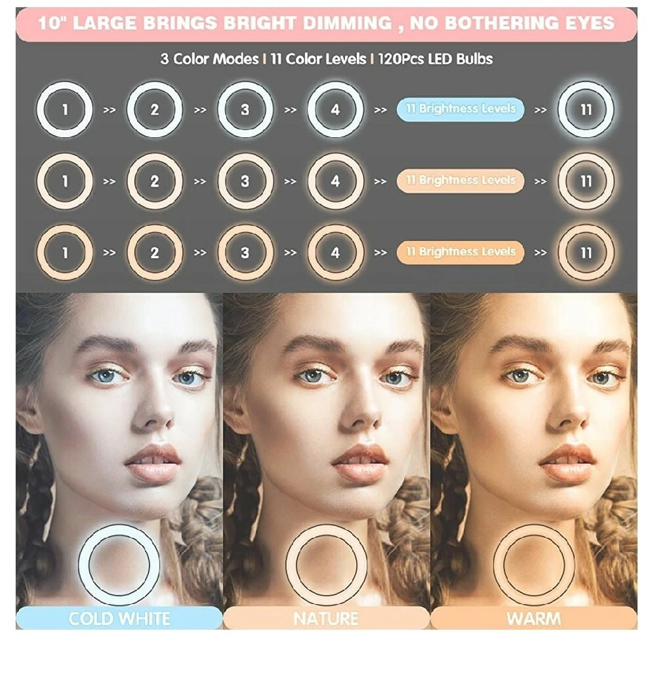 10" LED Ring Light, LED Dimmable Ring Light with Aluminum Tripod Stand & Phone.. - Image 2 of 4