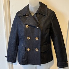 Lauren Ralph Lauren LRL Double Breasted Metallic Black Denim Blazer Women P/P