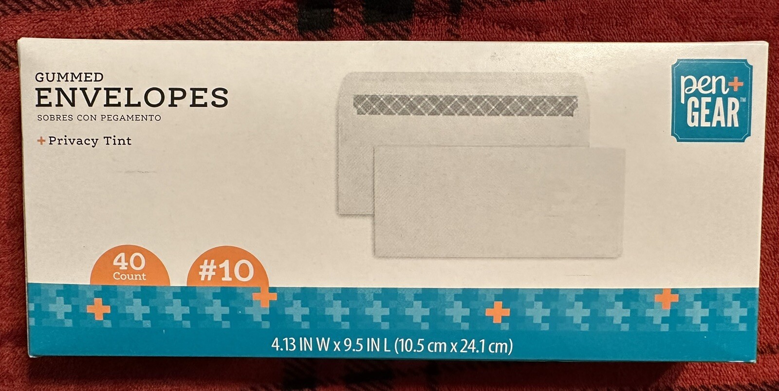 Pen + Gear 10 Privacy Tinted Gummed Envelopes White 40 Count, Size 4.