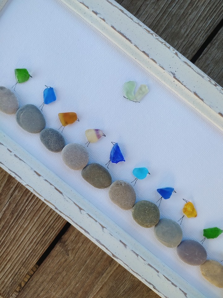 Birds Sea Glass Picture Wall Art Birds Home Decor Birds Family birds-sea-glass-picture-wall-art-birds-home-decor-birds-family