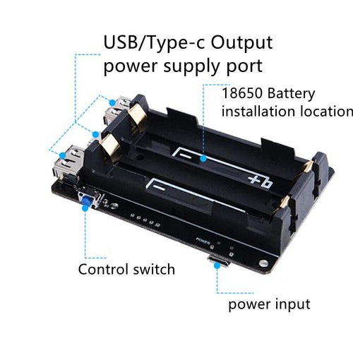 For Raspberry Pi 4B UPS RTC Uninterruptible Power Supply 18650 Battery Charger - Afbeelding 3 van 7