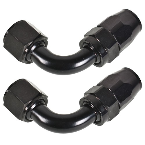 10AN AN10 90° 90 Dgree Fuel Swivel Fitting Hose End Oil Fuel Adaptor Black 2Pcs - Foto 5 di 7