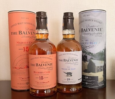 Whisky The Balvenie Madeira Cask 15 Jahre + The Week Of Peat 19 Jahre, je 0,7l