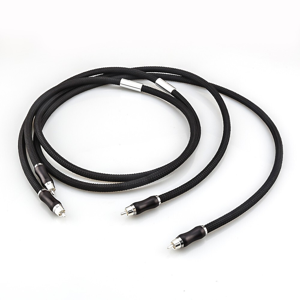 6N Pure Silver Wire Ebony Case Silver Plated Plug HiFi Interconnect RCA ...