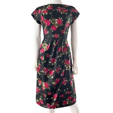 1950s Silk Floral Vintage Wiggle Dress S/M, Roses Wrap Style