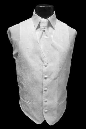 Men's Matisse White Tuxedo Vest & Tie with Matching Pocket Square