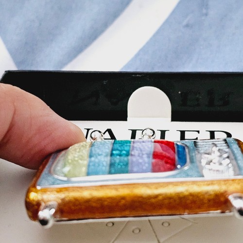 NAPIER Signed Enamel Retro Analog Color TV Television Antenna Pin Brooch Lapel - Picture 3 of 8