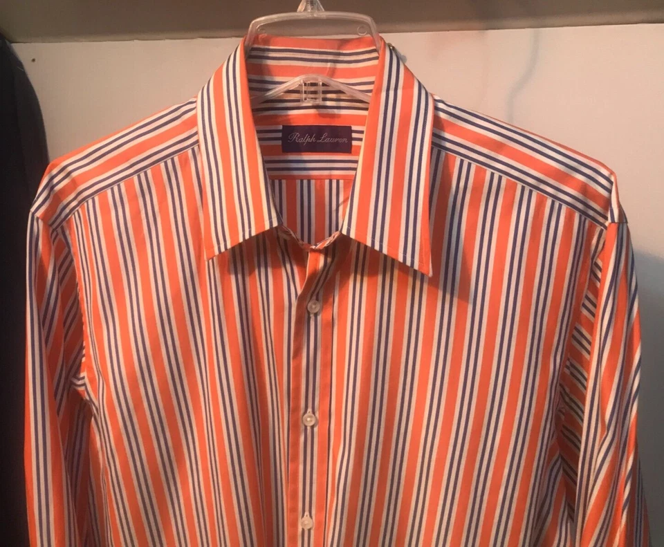 CAMISA DE VESTIR RALPH LAUREN ETIQUETA PÚRPURA RAYAS ITALIA TALLA 16 grande Xlarge Foto 2 de 4