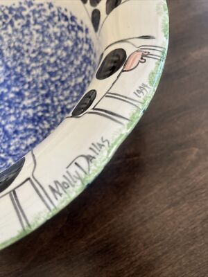 Molly Dallas SPLATTERWARE ~ MOLLY'S COWS ~ Blue Serving BOWL 11.25