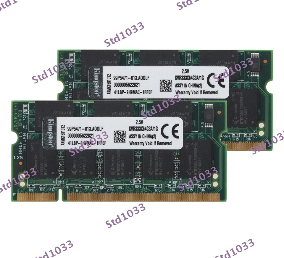10GB (10x 1GB) Kingston RAM PC-2700.2Rx8 Laptop Memory SODIMM Intel DDR 333Mhz - Image 2 of 4
