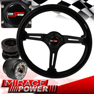 Adapter For 89-05 Eclipse + Steering Wheel Black Center Black Wood + Extender