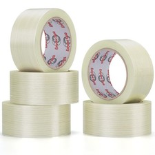 5 Pack Transparent Fiberglass Tape 2" x 30Yd 5.5 Mil Filament Tape  Heavy du...