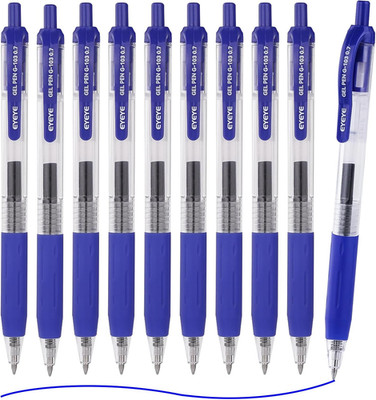 EYEYE G-103 Retractable Gel Blue Pens 0.7mm, 10 Pack Medium Point Ballpoint Pen