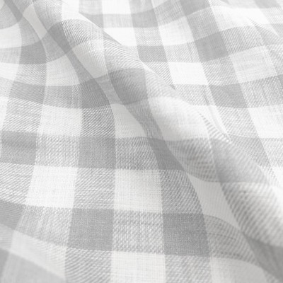 100% Linen Fabric by Yard Grey White Checks Summer Clothing Dressmaking Material