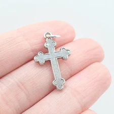 Antique Victorian Sterling Silver Crucifix Charm Pendant Bulbed Cross Small Tiny
