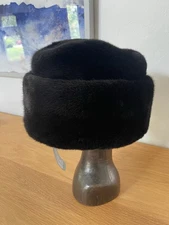 Men's Genuine Mink Russian Cossack Hat Caps Black