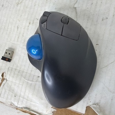 Logitech M575 Wireless Trackball Mouse Black w/ USB Receiver Dongle Tested As Is