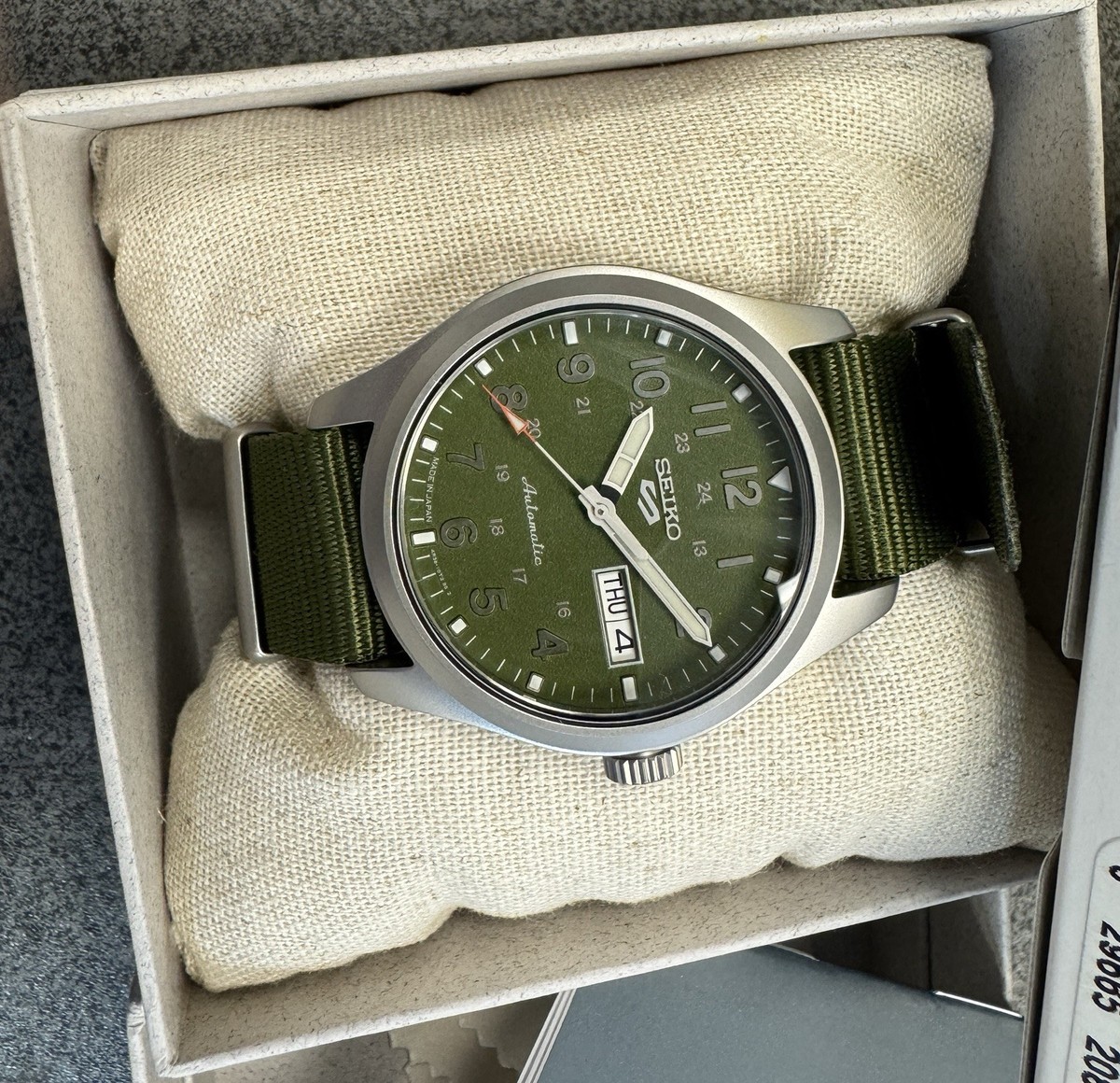Seiko 5 Automatic Green Nylon Band Watch Green Dial SRPG33 Made In