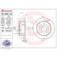 Bremsscheibe Brembo 08.8094.30 Prime Line FüR CitroëN Fiat Opel Peugeot Vauxhall