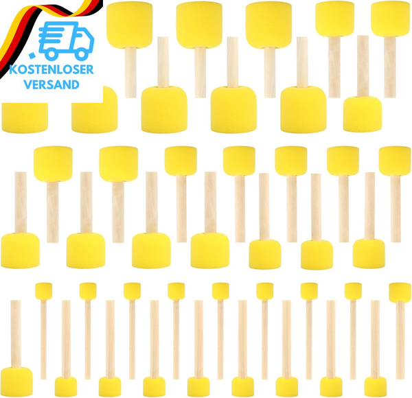 45 StüCk Schwammstupf Pinsel Set, Runde SchwäMme Tupfpinsel, Schwammpinsel Maler-image