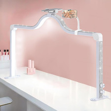 Upgraded Nail Tech Lamp with Dual Phone Holder, 34 in Foldable Large Nail Light