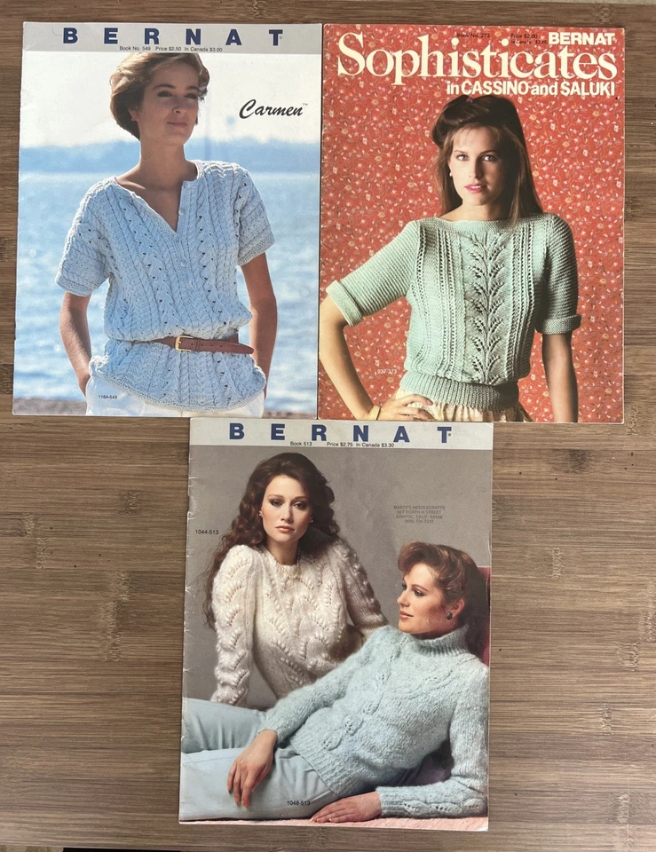 Vintage 1980s Bernat Sweater Knitting Crochet Patterns Lot - Image 2 of 4