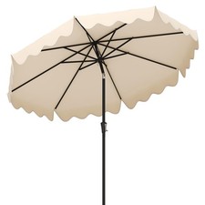 9Ft Patio Umbrella with Crank 2-Tier Outdoor Umbrella Beige
