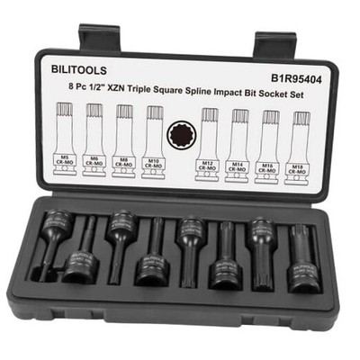  8-Piece Impact XZN Triple Square Xzn Triple Square Spline Bit Socket Set