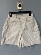 Free People We The Free White Denim Bermuda Shorts Women s Size 25 Raw Hem