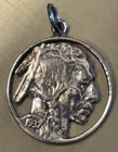 1937 US Buffalo Nickel 5 Cents Coin Cutout Made Into A Pendant Indian Side