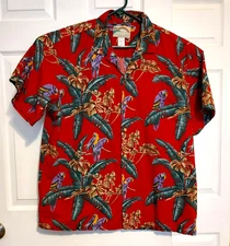 Paradise Found Hawaiian Shirt Mens XL Red Jungle Bird Magnum PI Vintage USA