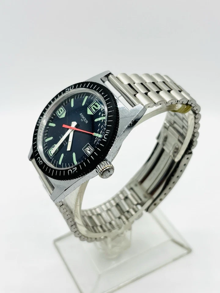 Vintage ANKER 35 Diver 17 Rubis Antichoc Relógio Automático Masculino Alemanha - Imagem 4 de 4