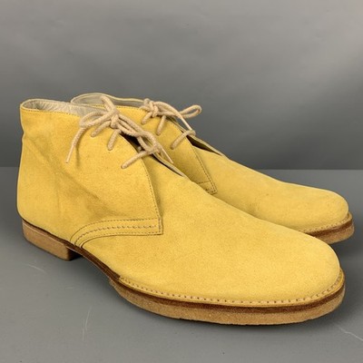 JIL SANDER Größe 9 Gelbe Wildleder Knöchel Schnürschuhe