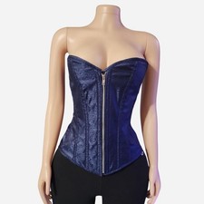 Lavish Navy Blue Lace Overbust Corset Zipper Size MEDIUM NEW