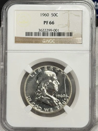 1960-P 50c Franklin Half Dollar NGC PF66 PR66 Silver Benjamin US Coin PROOF